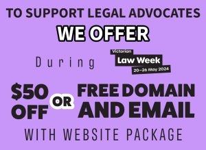 Victoria Law Week 2024 offers lawyers $50 off or a domain and email for one year.